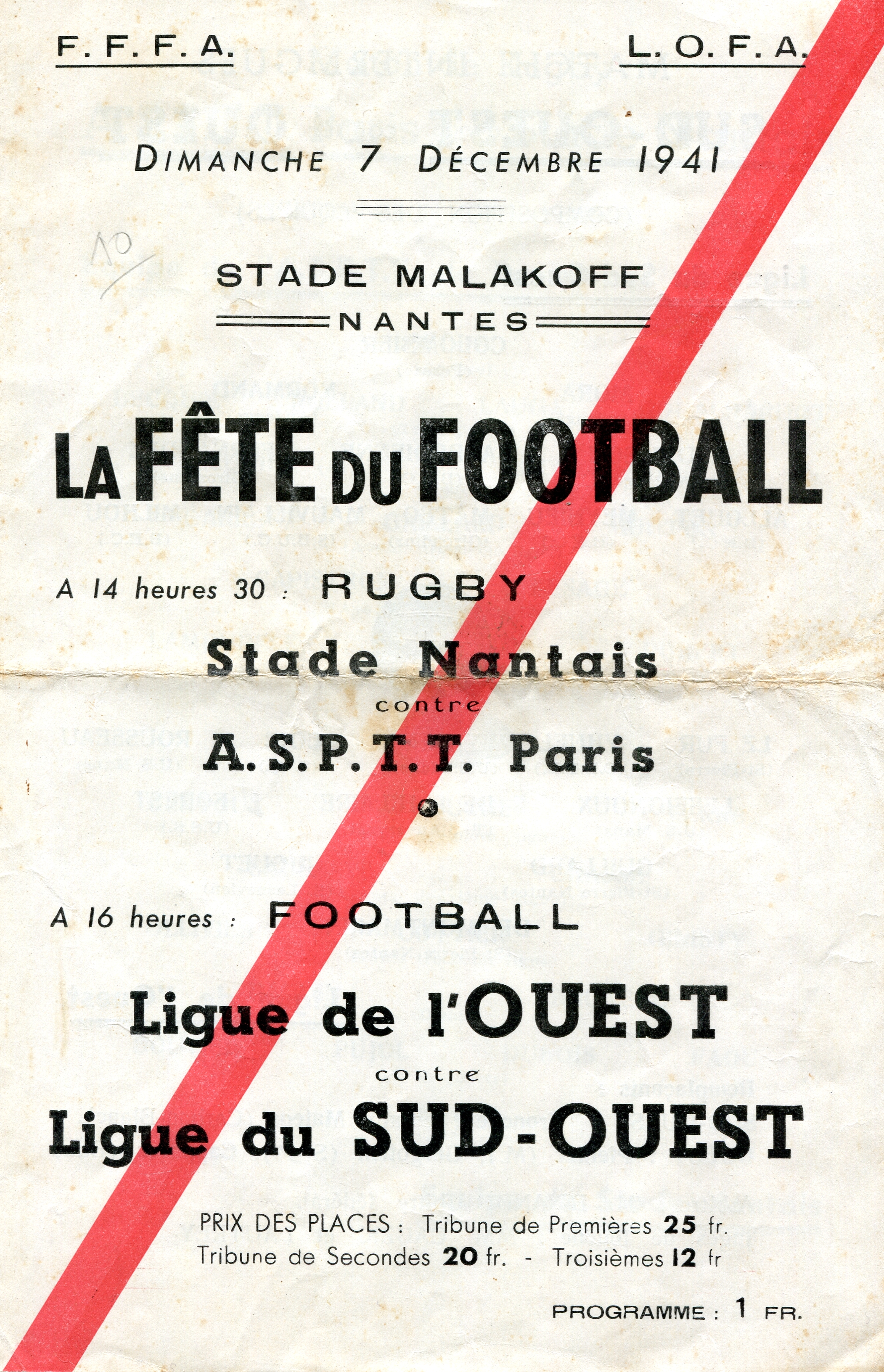 <p style='text-align: left;'><span style='font-family: arial, helvetica, sans-serif; font-size: medium; color: #888888;'>Programme de matchs de rugby et foot-ball au stade de Malakoff le 7 décembre 1941</span>
<p style='text-align: left;'><span style='font-family: arial, helvetica, sans-serif; font-size: medium; color: #888888;'><span style='color: #0000ff;'><em>(collection de l'auteur)</em></span><br /></span>